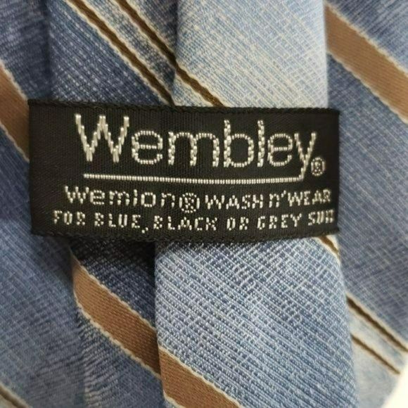 Wembley Boys Wash and Wear Blue Striped‎ Clip On Neck Tie - Picture 5 of 5